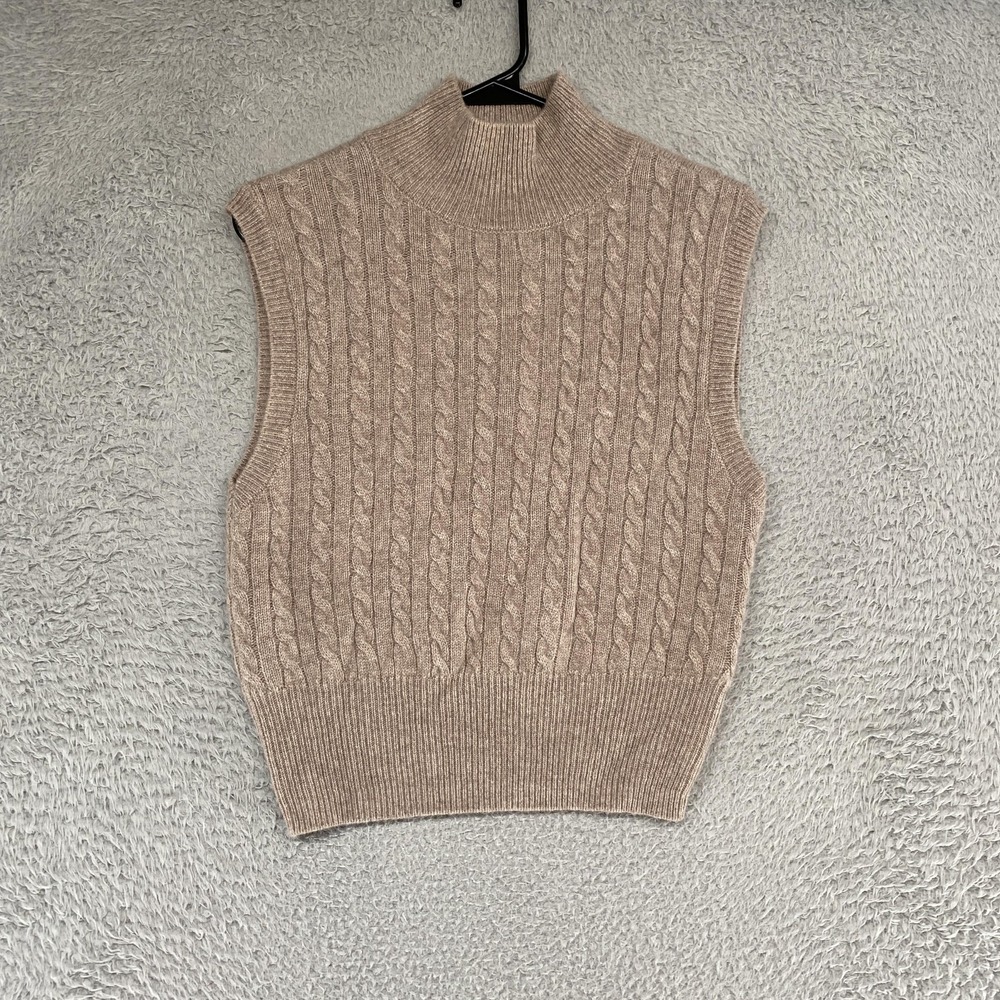 Reformation Cashmere Sweater Vest Womens Small Old Money Cable Knit Mock Neck‎